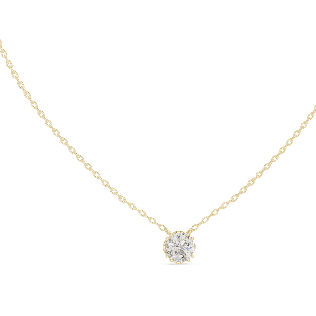 1.00ct Round Labgrown Diamond Solitaire Pendant Necklace 1ct Yellow Gold