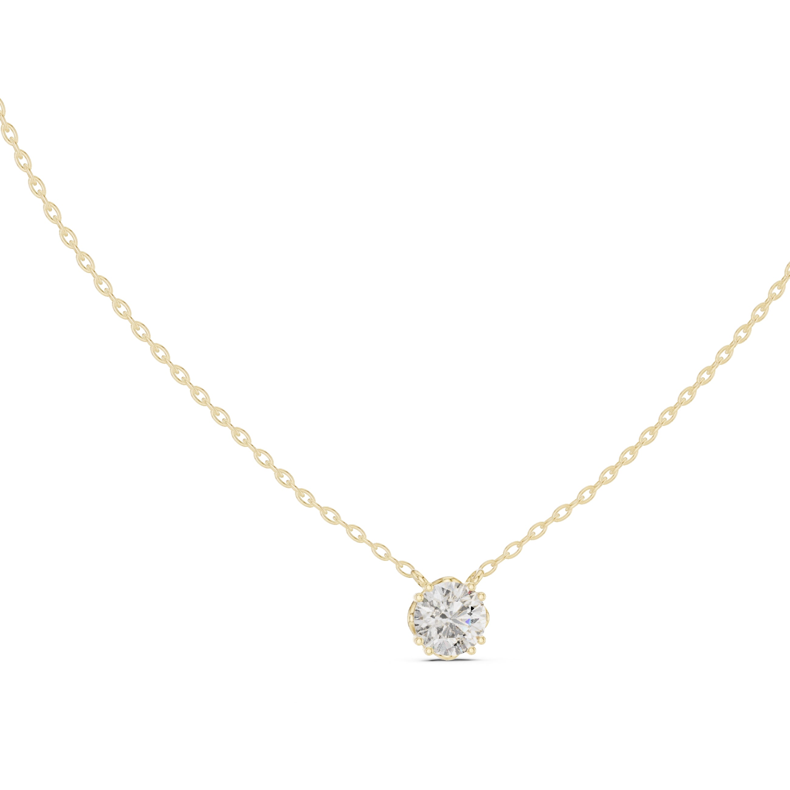 1.00ct Round Labgrown Diamond Solitaire Pendant Necklace 1ct Yellow Gold