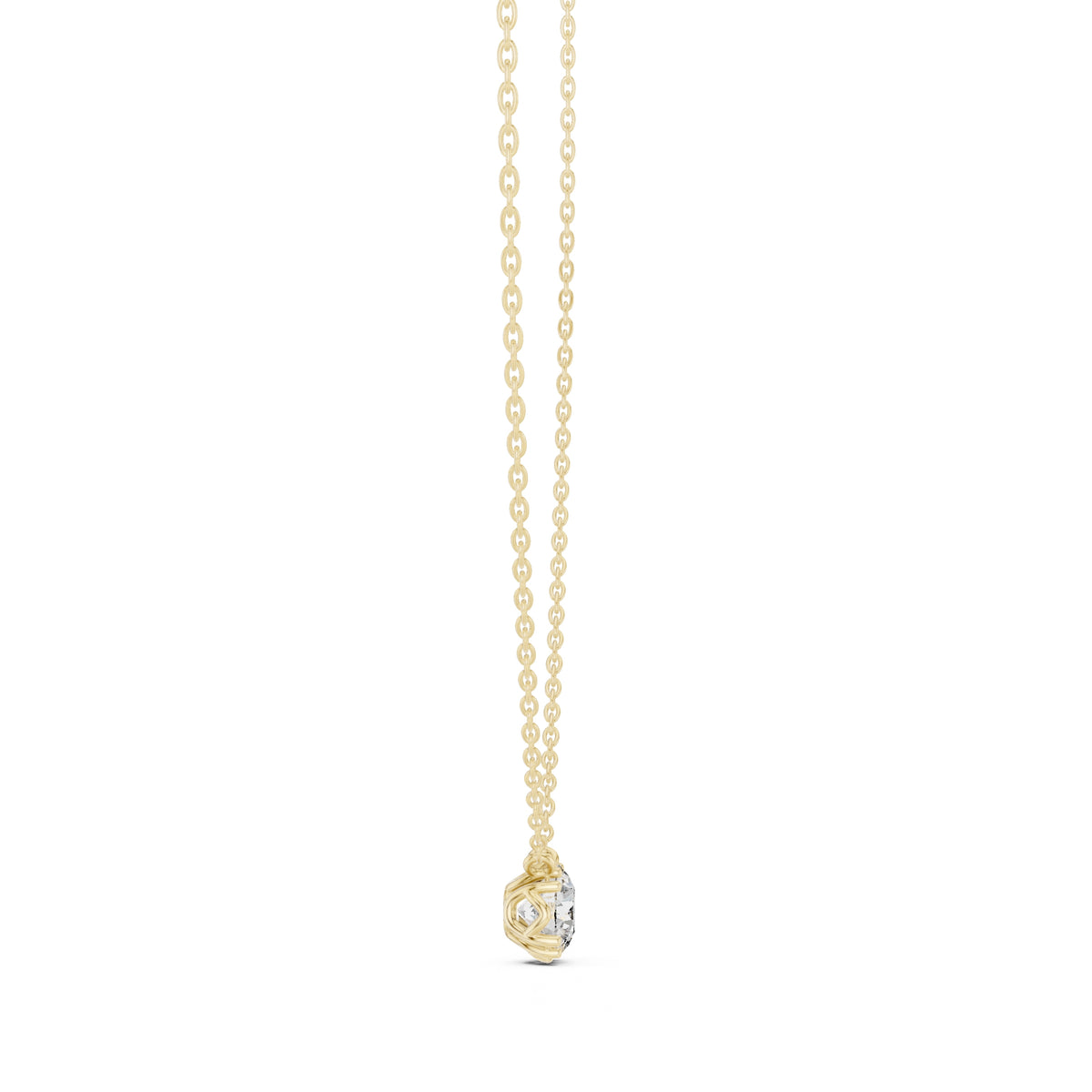 1.00ct Round Labgrown Diamond Solitaire Pendant Necklace 1ct Yellow Gold