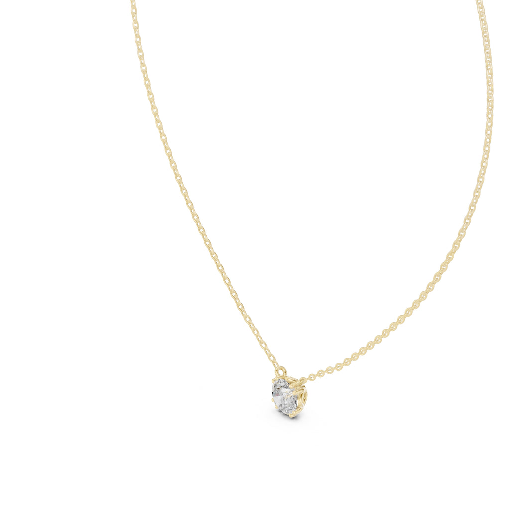 1.00ct Round Labgrown Diamond Solitaire Pendant Necklace 1ct Yellow Gold
