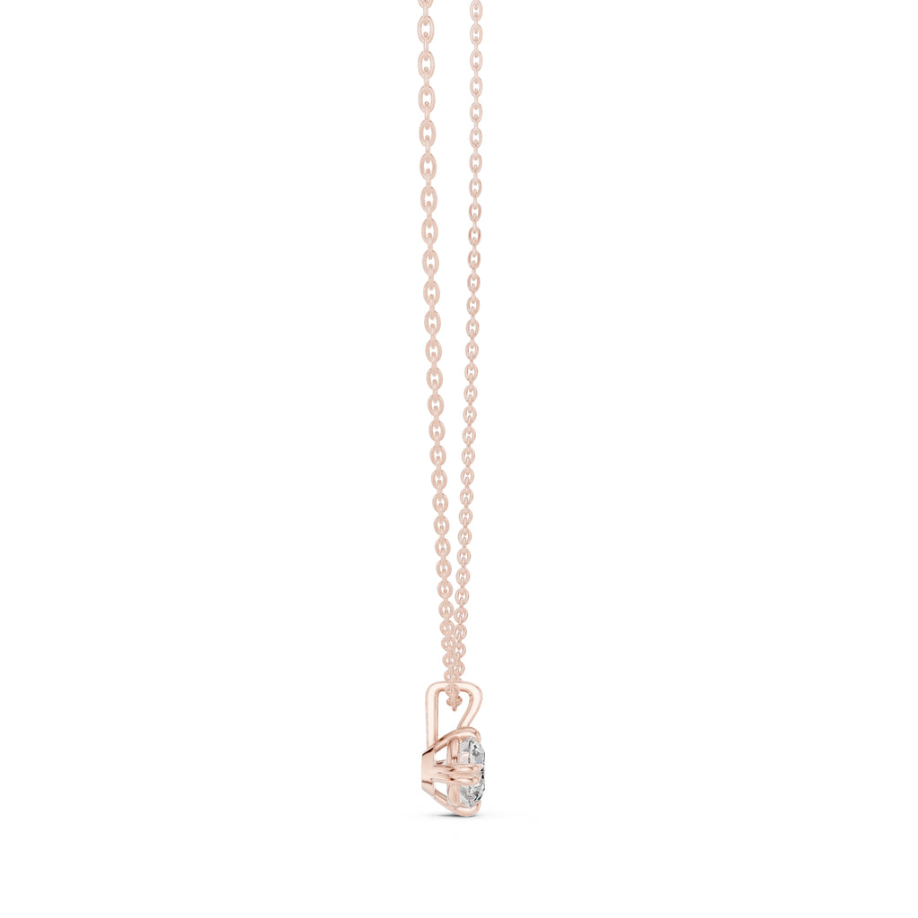 1.00ct Round Solitaire Labgrown Diamond Chain Necklace 1ct Rose Gold