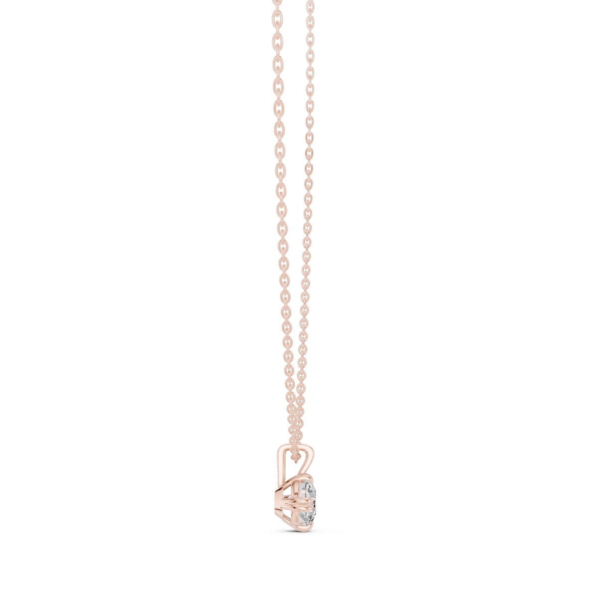 1.00ct Round Solitaire Labgrown Diamond Chain Necklace 1ct Rose Gold