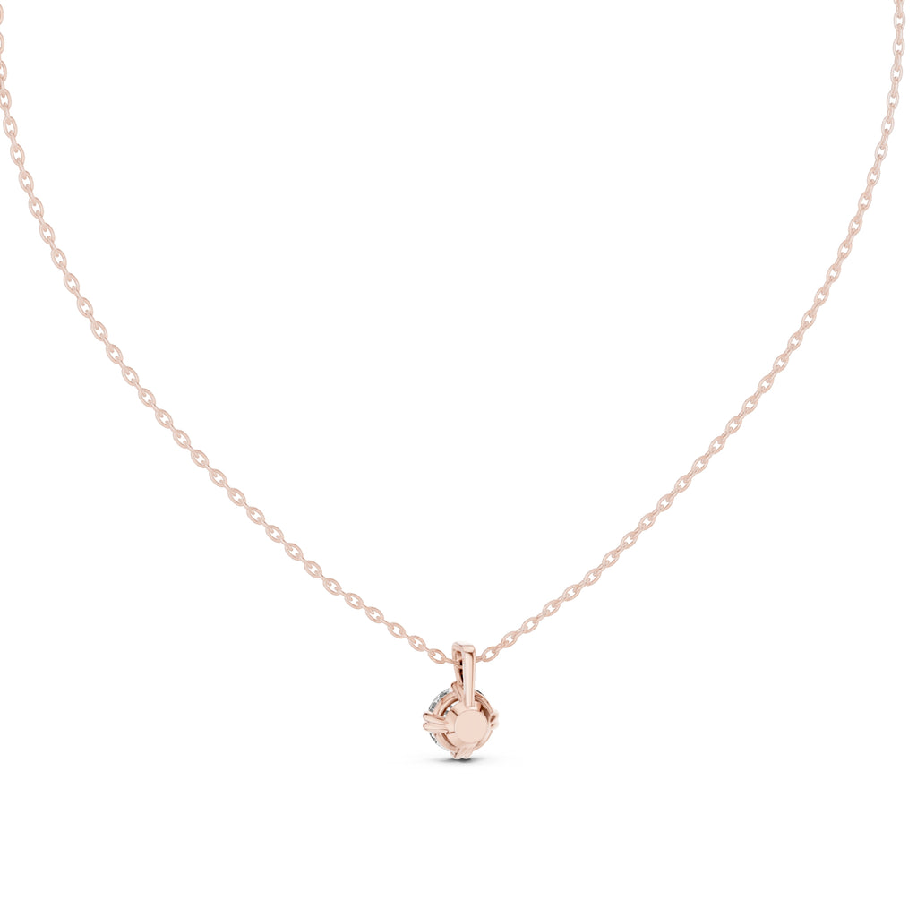 1.00ct Round Solitaire Labgrown Diamond Chain Necklace 1ct Rose Gold