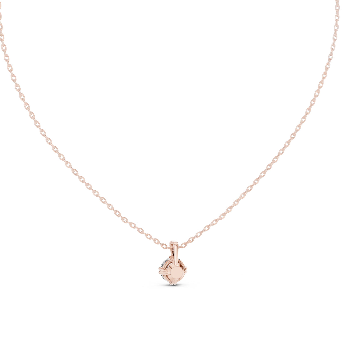 1.00ct Round Solitaire Labgrown Diamond Chain Necklace 1ct Rose Gold