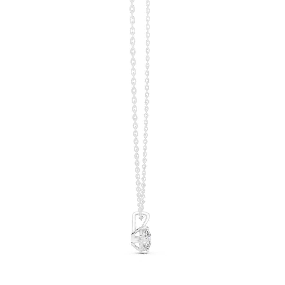 1.00ct Round Solitaire Labgrown Diamond Chain Necklace 1ct White Gold