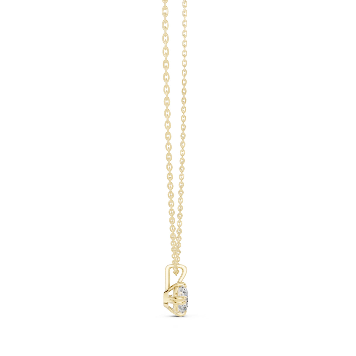 1.00ct Round Solitaire Labgrown Diamond Chain Necklace 1ct Yellow Gold