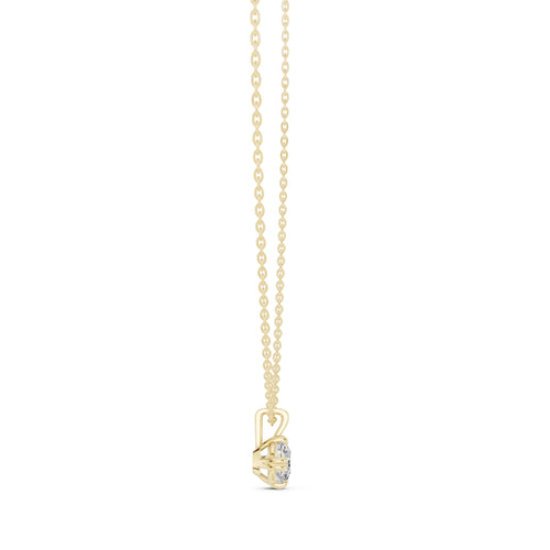 1.00ct Round Solitaire Labgrown Diamond Chain Necklace 1ct Yellow Gold