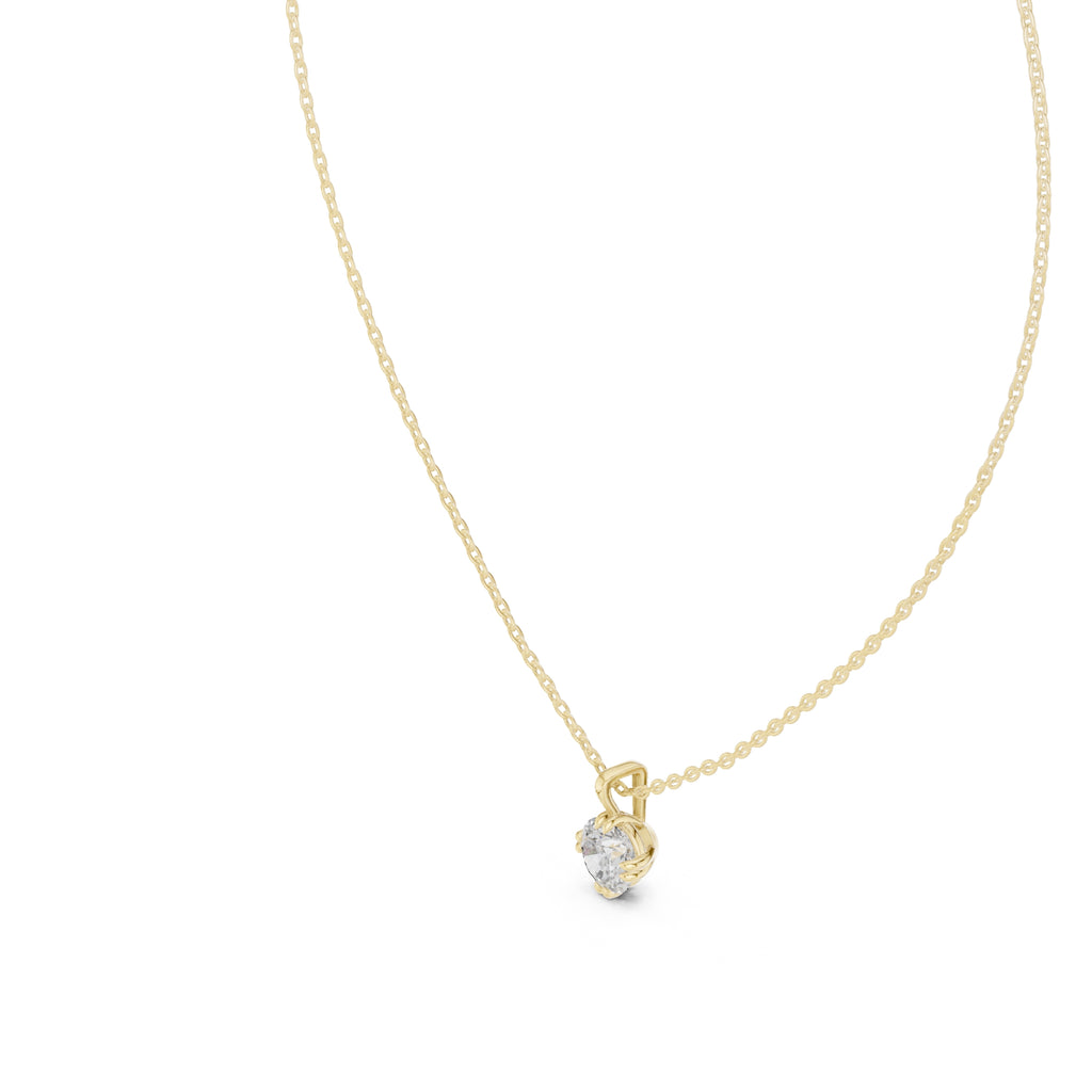 1.00ct Round Solitaire Labgrown Diamond Chain Necklace 1ct Yellow Gold