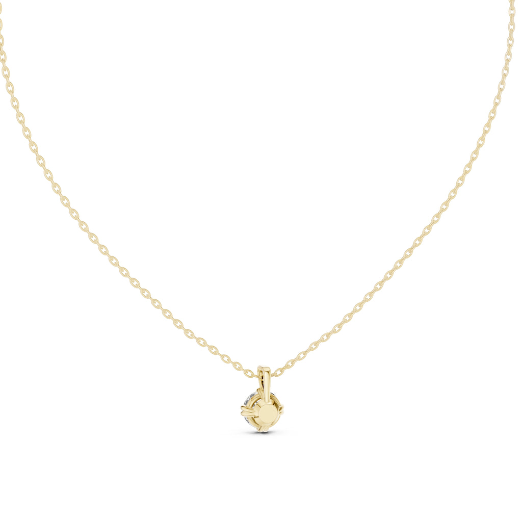 1.00ct Round Solitaire Labgrown Diamond Chain Necklace 1ct Yellow Gold