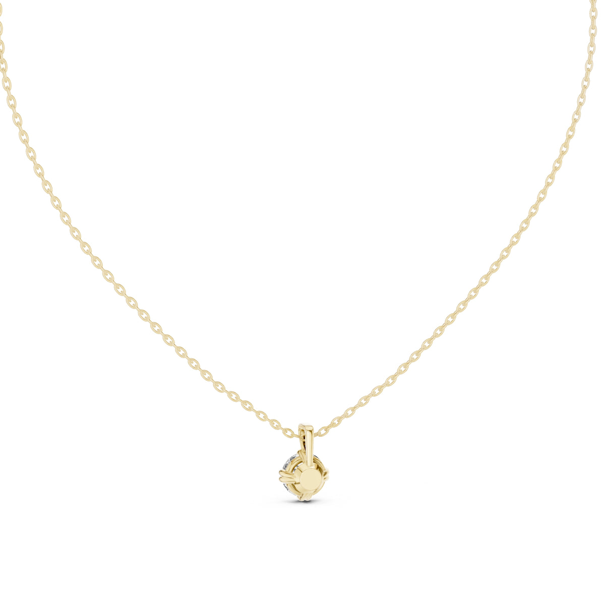 1.00ct Round Solitaire Labgrown Diamond Chain Necklace 1ct Yellow Gold