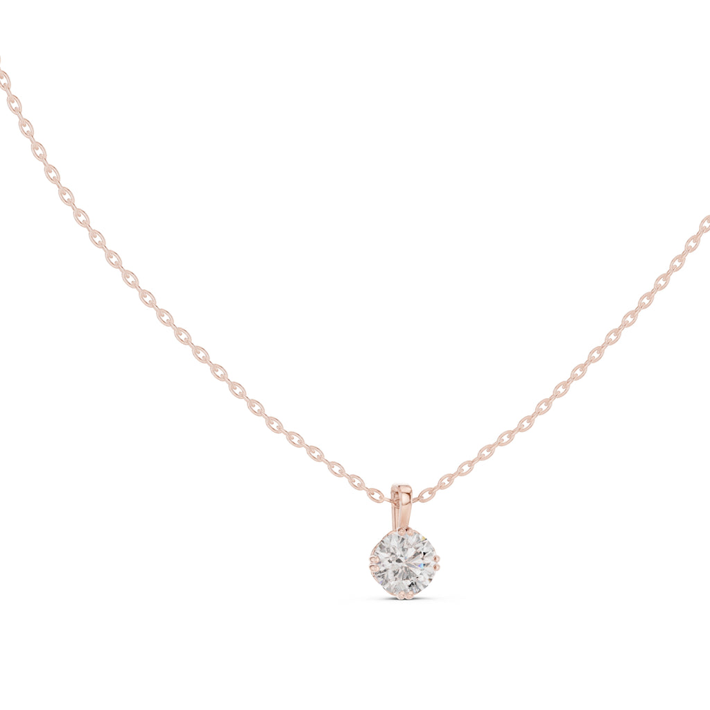 1.00ct Scalloped Edge Labgrown Diamond Solitaire Pendant 1ct Rose Gold