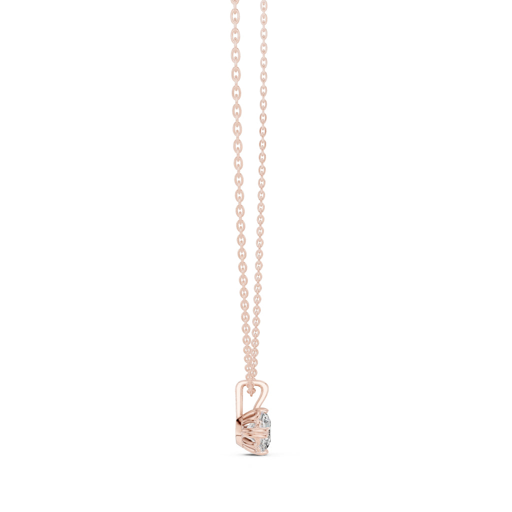 1.00ct Scalloped Edge Labgrown Diamond Solitaire Pendant 1ct Rose Gold
