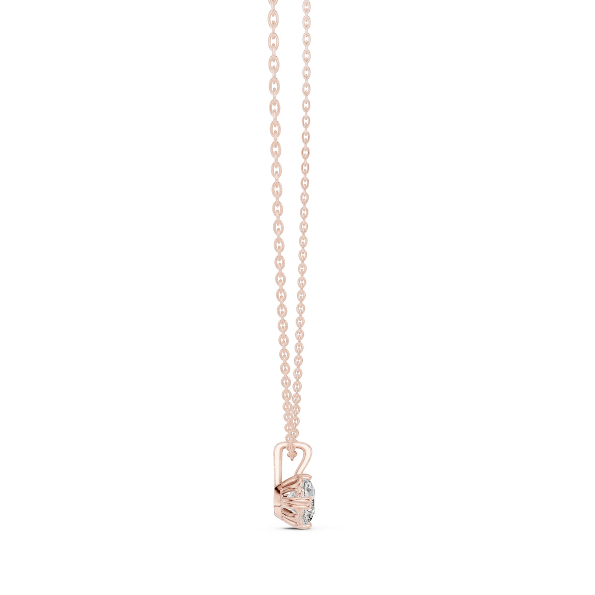 1.00ct Scalloped Edge Labgrown Diamond Solitaire Pendant 1ct Rose Gold