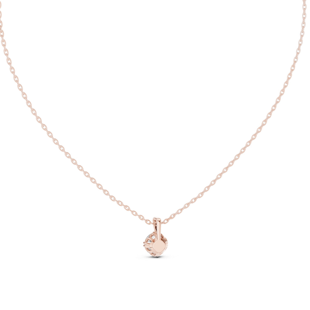 1.00ct Scalloped Edge Labgrown Diamond Solitaire Pendant 1ct Rose Gold