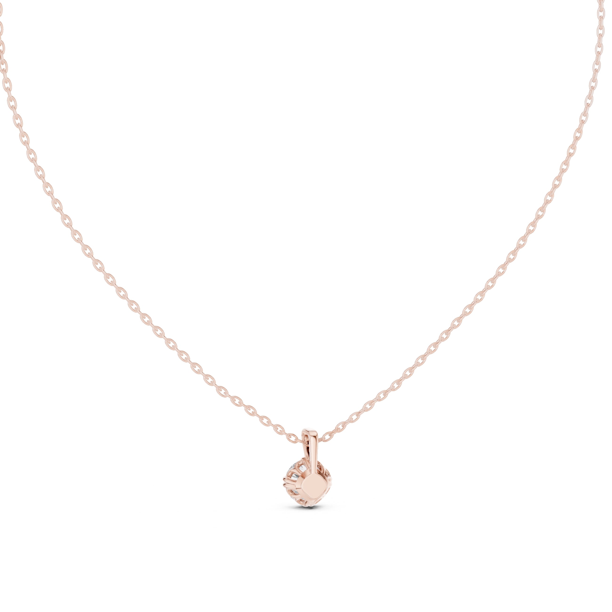 1.00ct Scalloped Edge Labgrown Diamond Solitaire Pendant 1ct Rose Gold