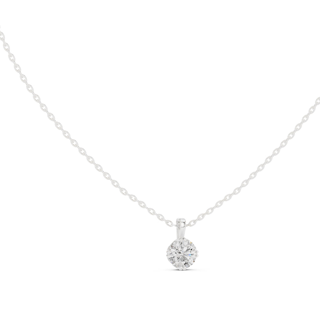 1.00ct Scalloped Edge Labgrown Diamond Solitaire Pendant 1ct White Gold