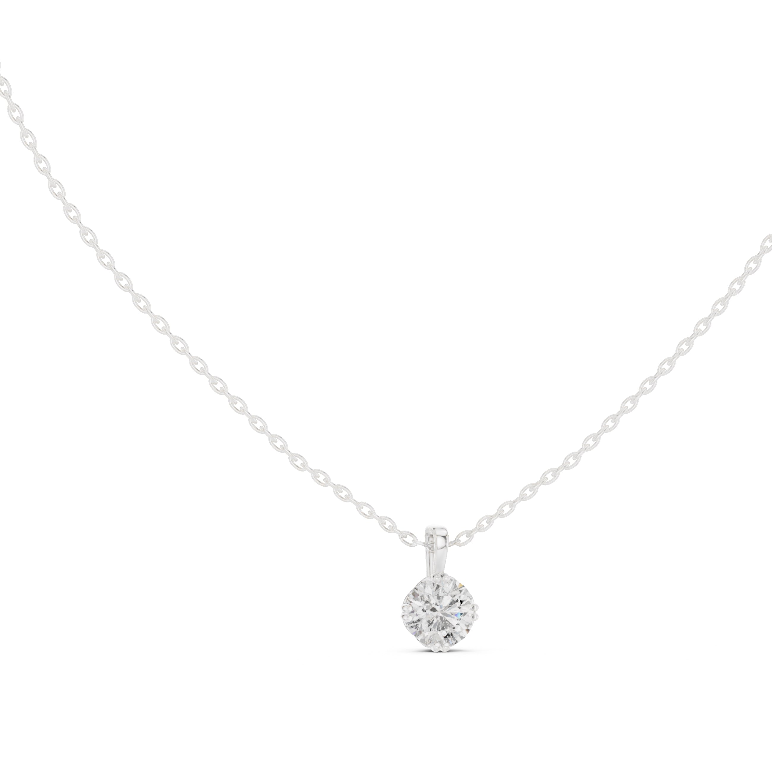 1.00ct Scalloped Edge Labgrown Diamond Solitaire Pendant 1ct White Gold