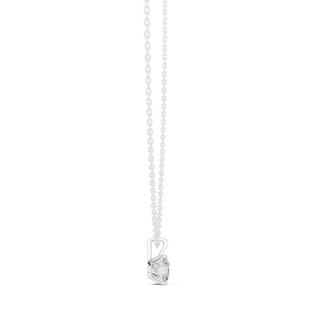 1.00ct Scalloped Edge Labgrown Diamond Solitaire Pendant 1ct White Gold
