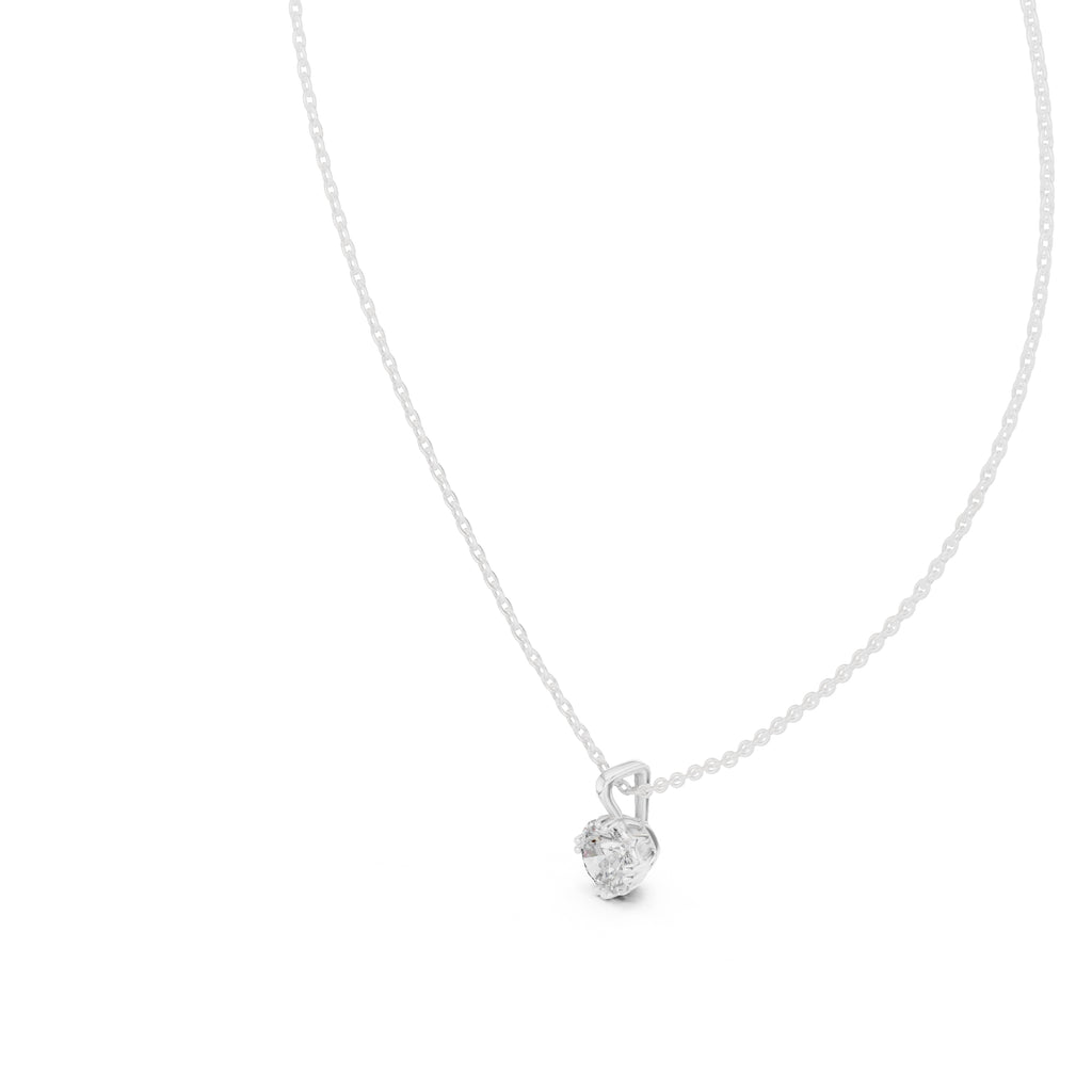 1.00ct Scalloped Edge Labgrown Diamond Solitaire Pendant 1ct White Gold