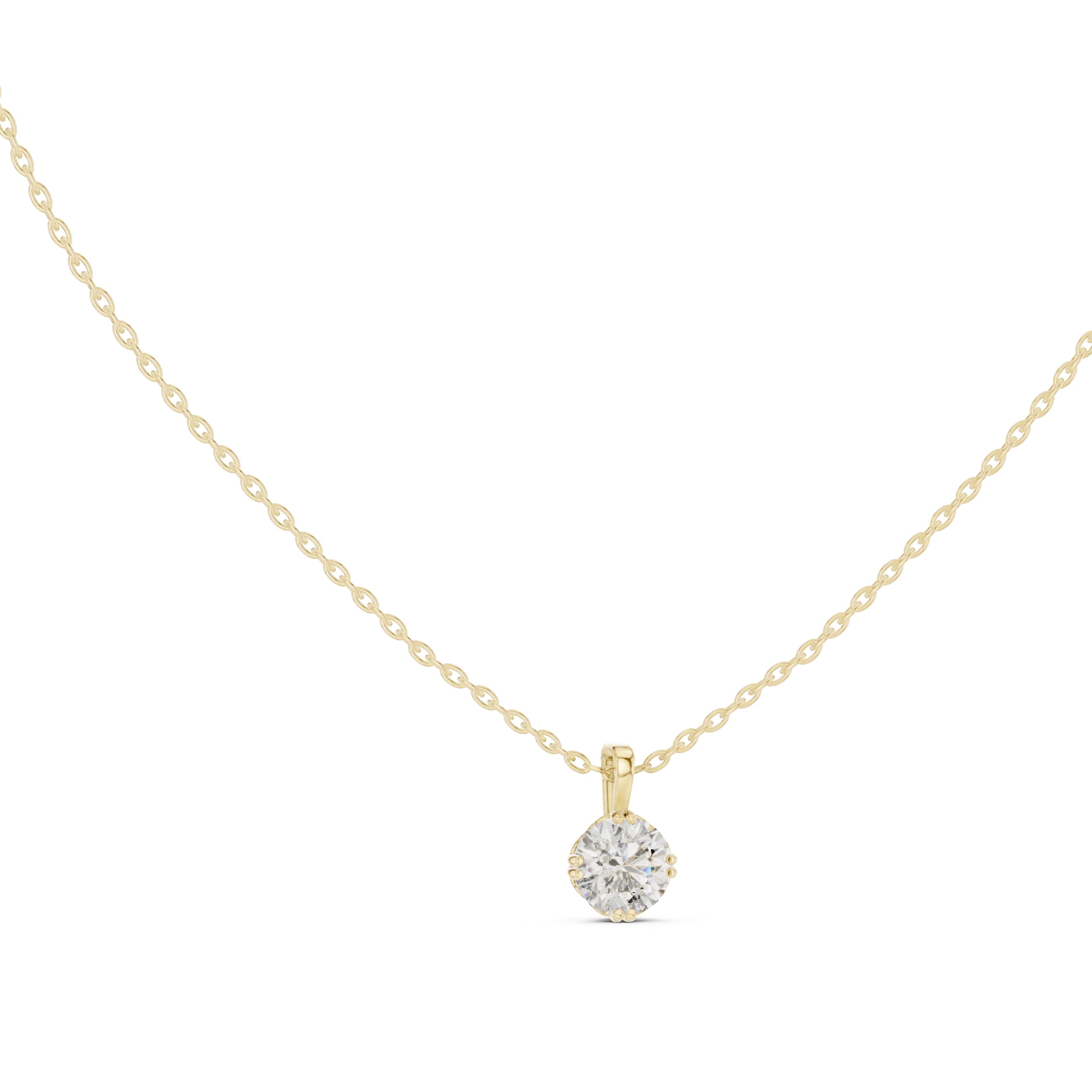 1.00ct Scalloped Edge Labgrown Diamond Solitaire Pendant 1ct Yellow Gold