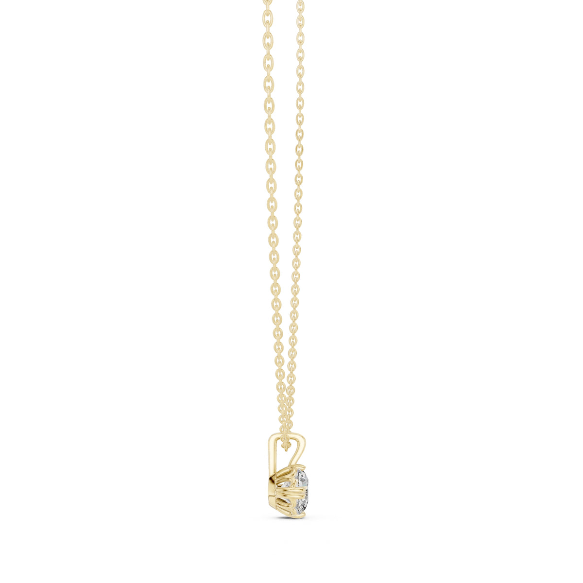 1.00ct Scalloped Edge Labgrown Diamond Solitaire Pendant 1ct Yellow Gold