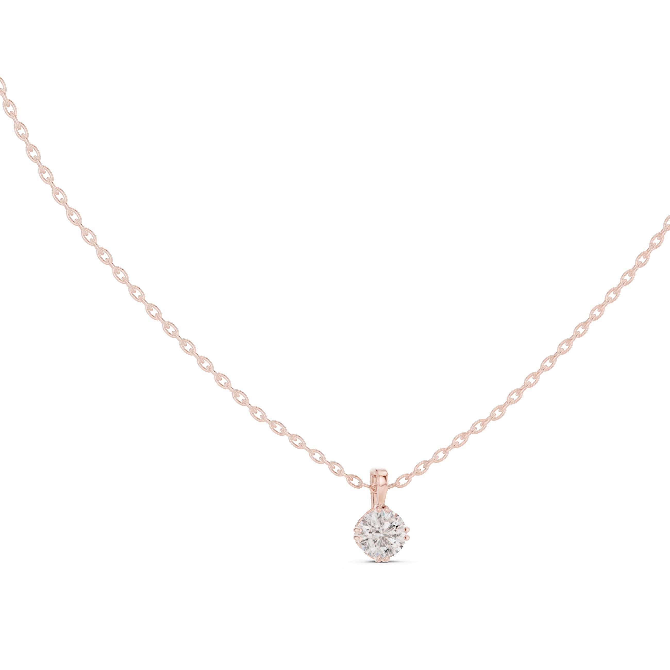 0.50ct Round Labgrown Diamond Contour Pendant Necklace 0.5ct Rose Gold