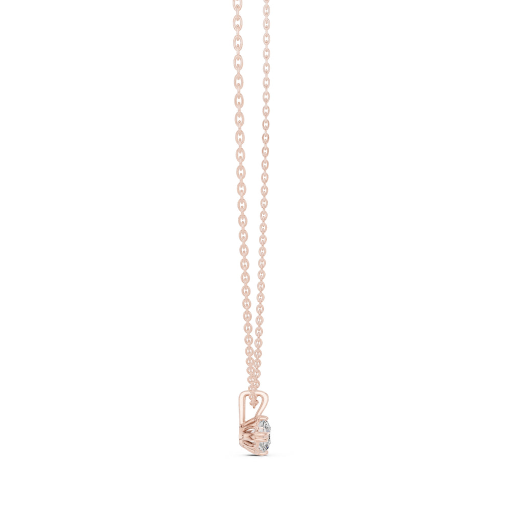 0.50ct Round Labgrown Diamond Contour Pendant Necklace 0.5ct Rose Gold