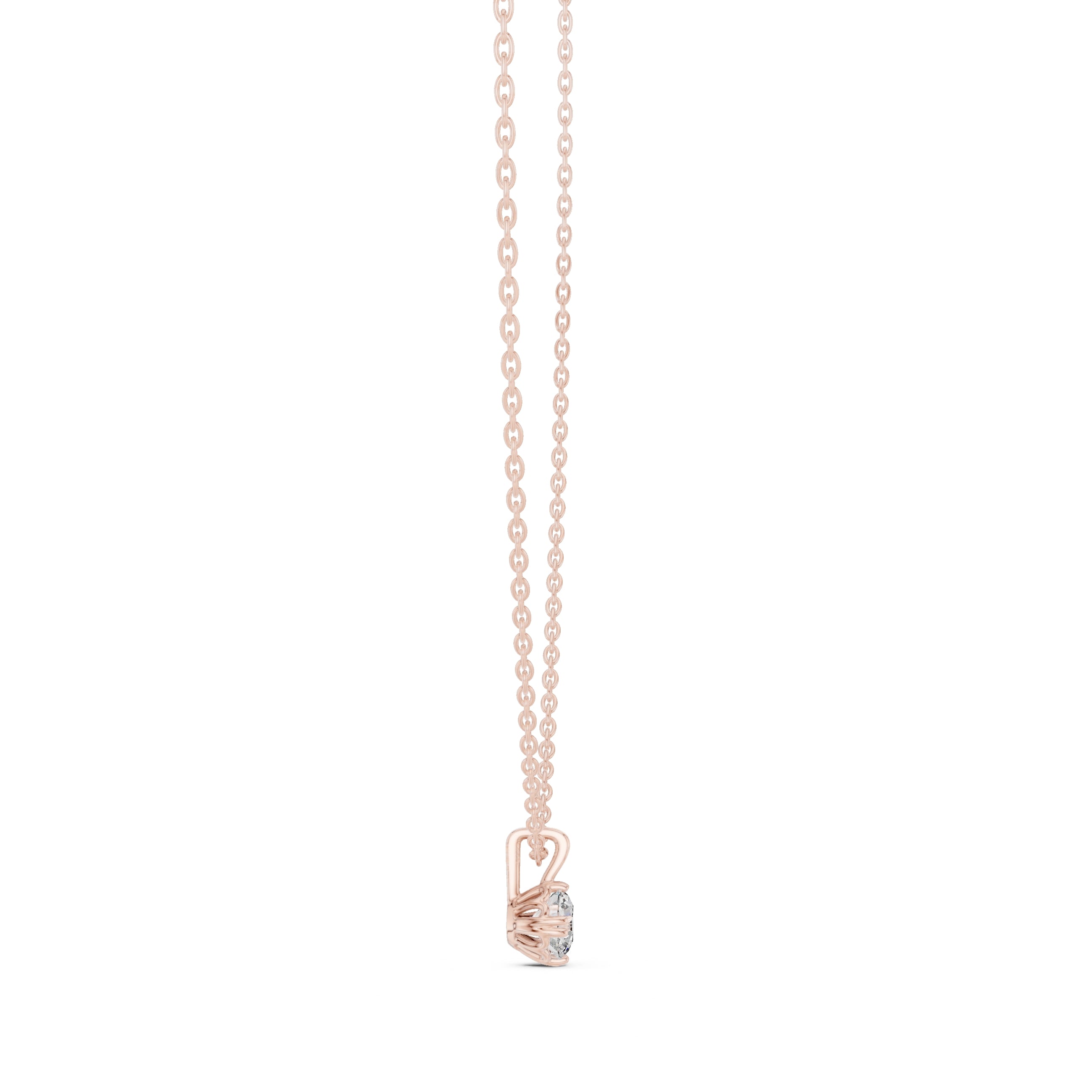 0.50ct Round Labgrown Diamond Contour Pendant Necklace 0.5ct Rose Gold