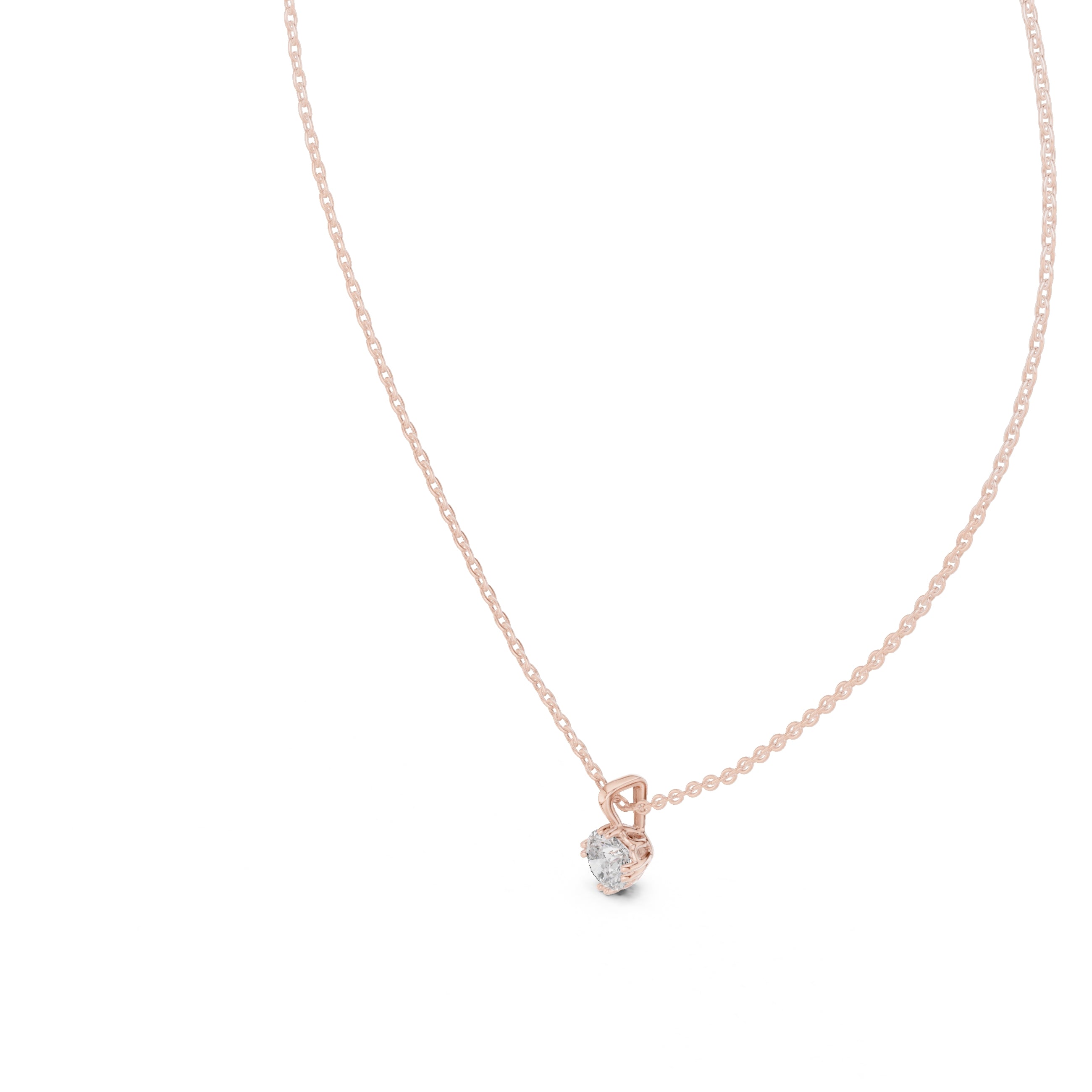 0.50ct Round Labgrown Diamond Contour Pendant Necklace 0.5ct Rose Gold