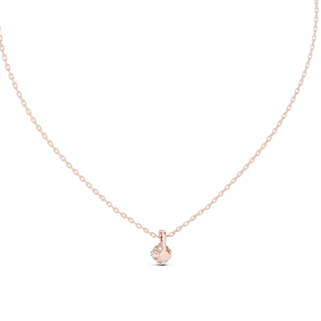 0.50ct Round Labgrown Diamond Contour Pendant Necklace 0.5ct Rose Gold