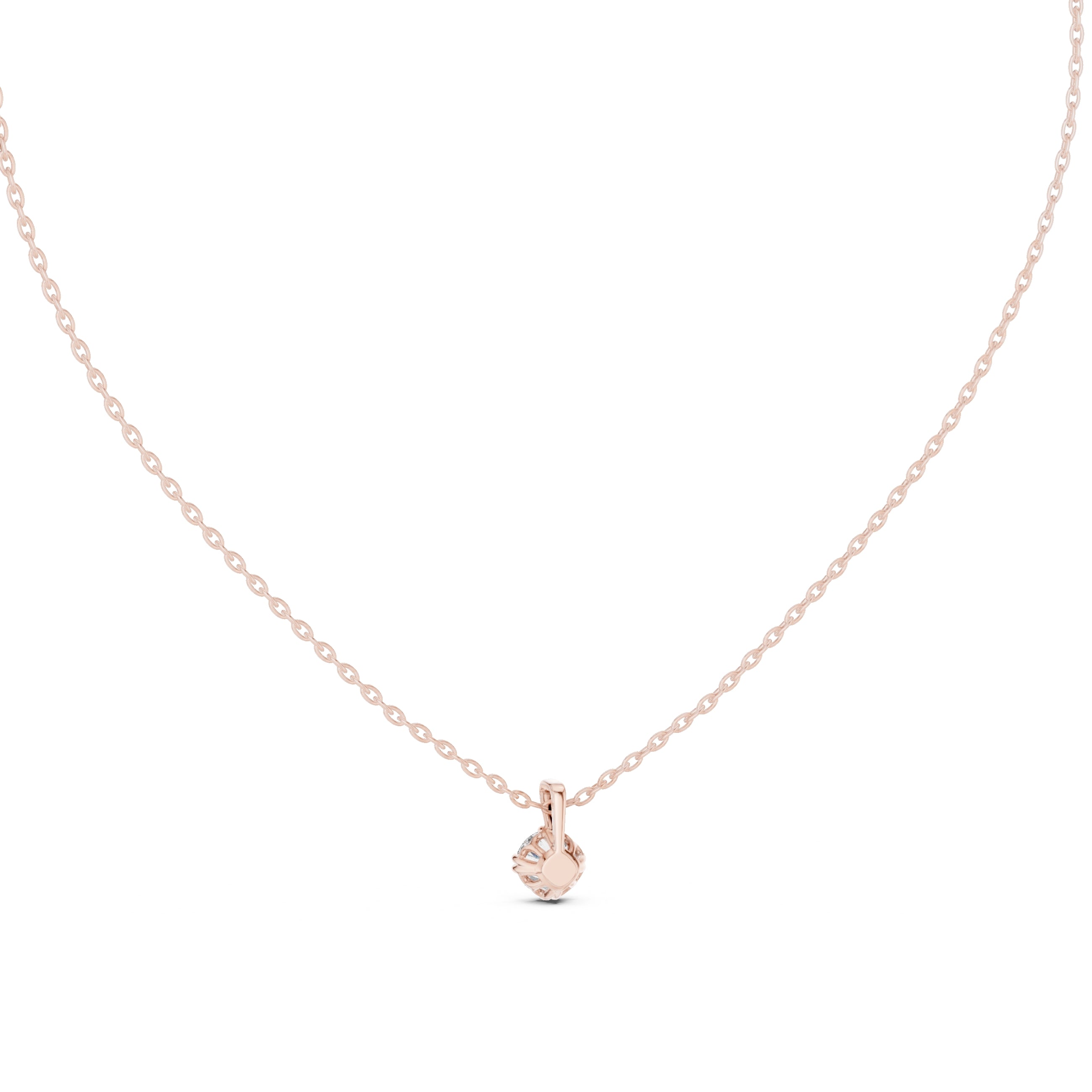 0.50ct Round Labgrown Diamond Contour Pendant Necklace 0.5ct Rose Gold