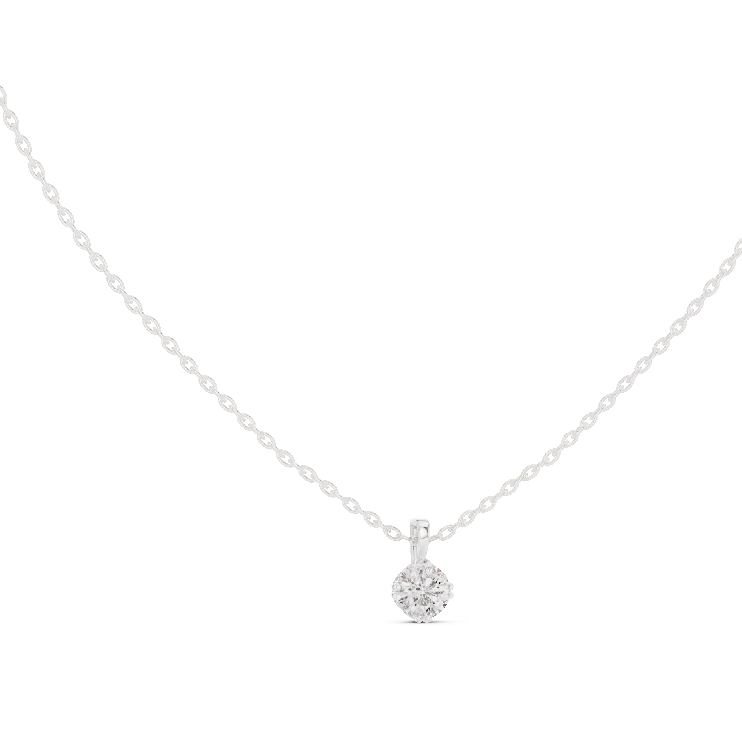 0.50ct Round Labgrown Diamond Contour Pendant Necklace 0.5ct White Gold