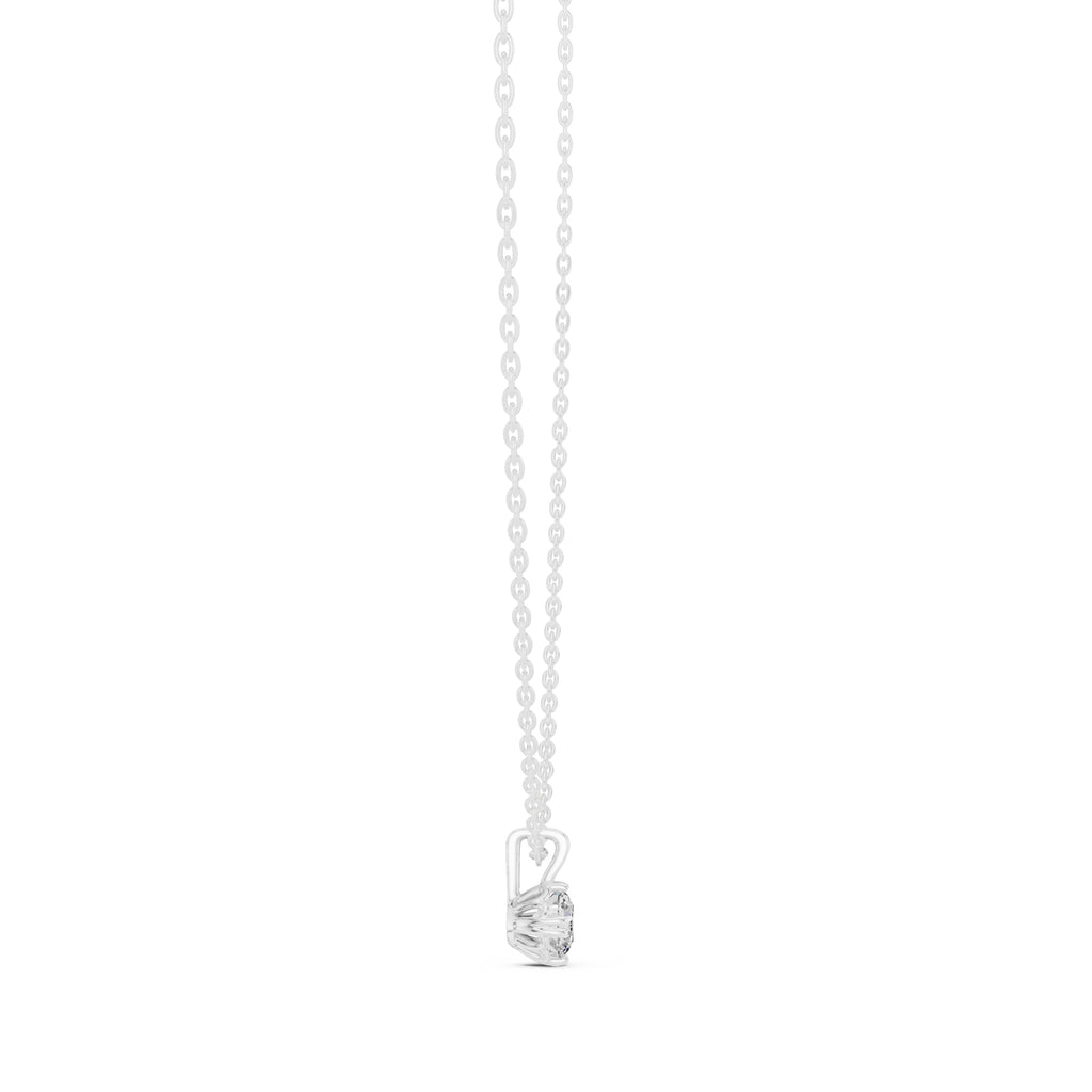 0.50ct Round Labgrown Diamond Contour Pendant Necklace 0.5ct White Gold