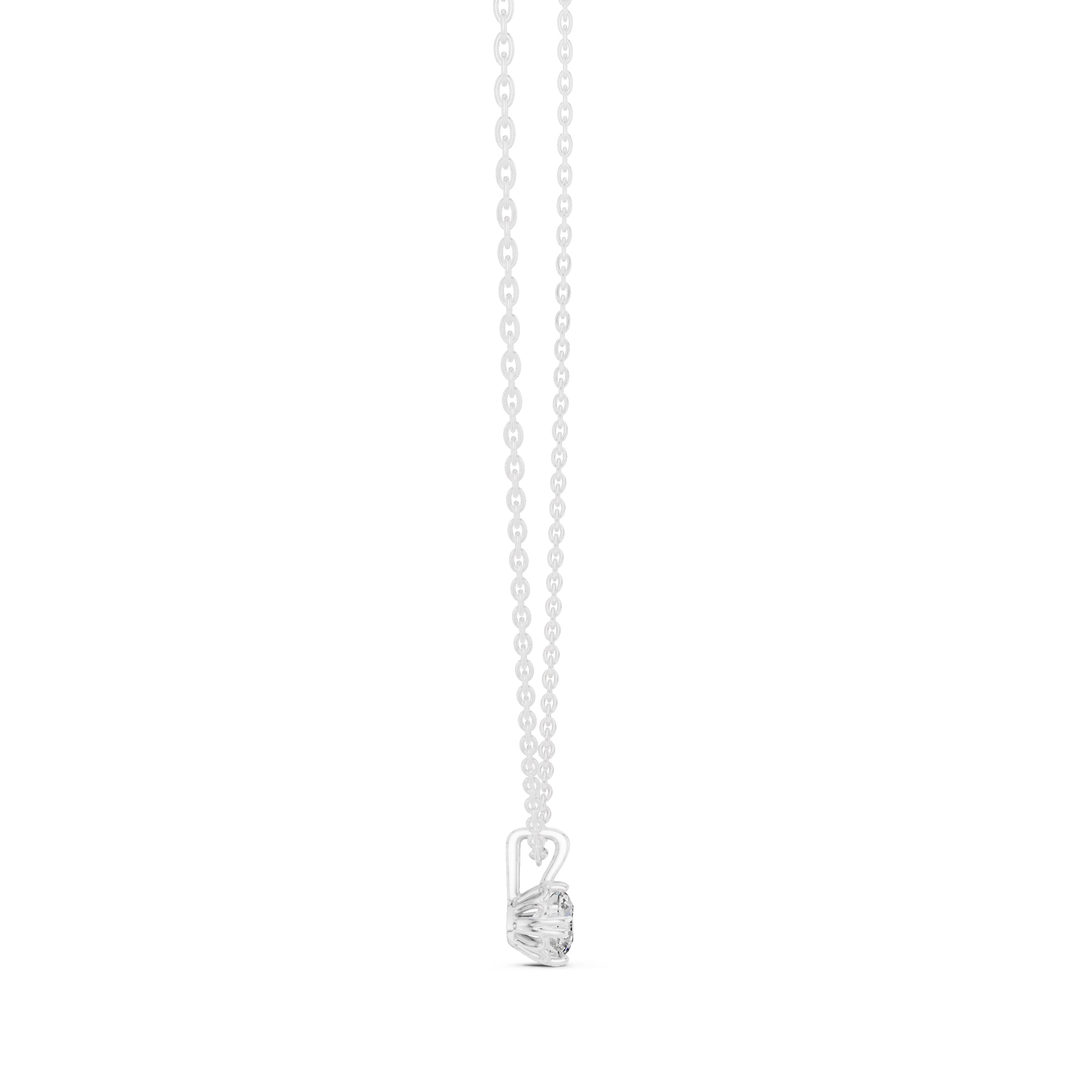 0.50ct Round Labgrown Diamond Contour Pendant Necklace 0.5ct White Gold