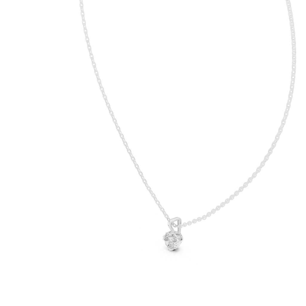 0.50ct Round Labgrown Diamond Contour Pendant Necklace 0.5ct White Gold