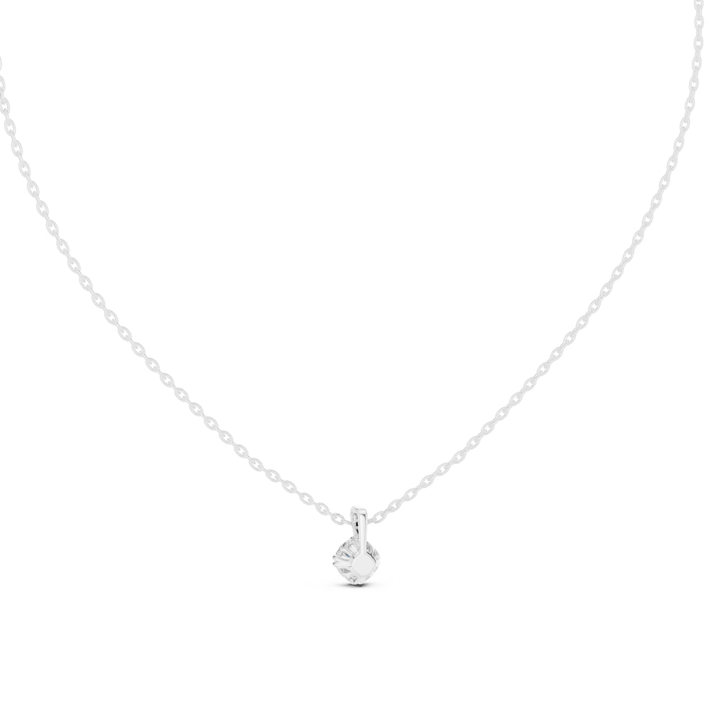 0.50ct Round Labgrown Diamond Contour Pendant Necklace 0.5ct White Gold