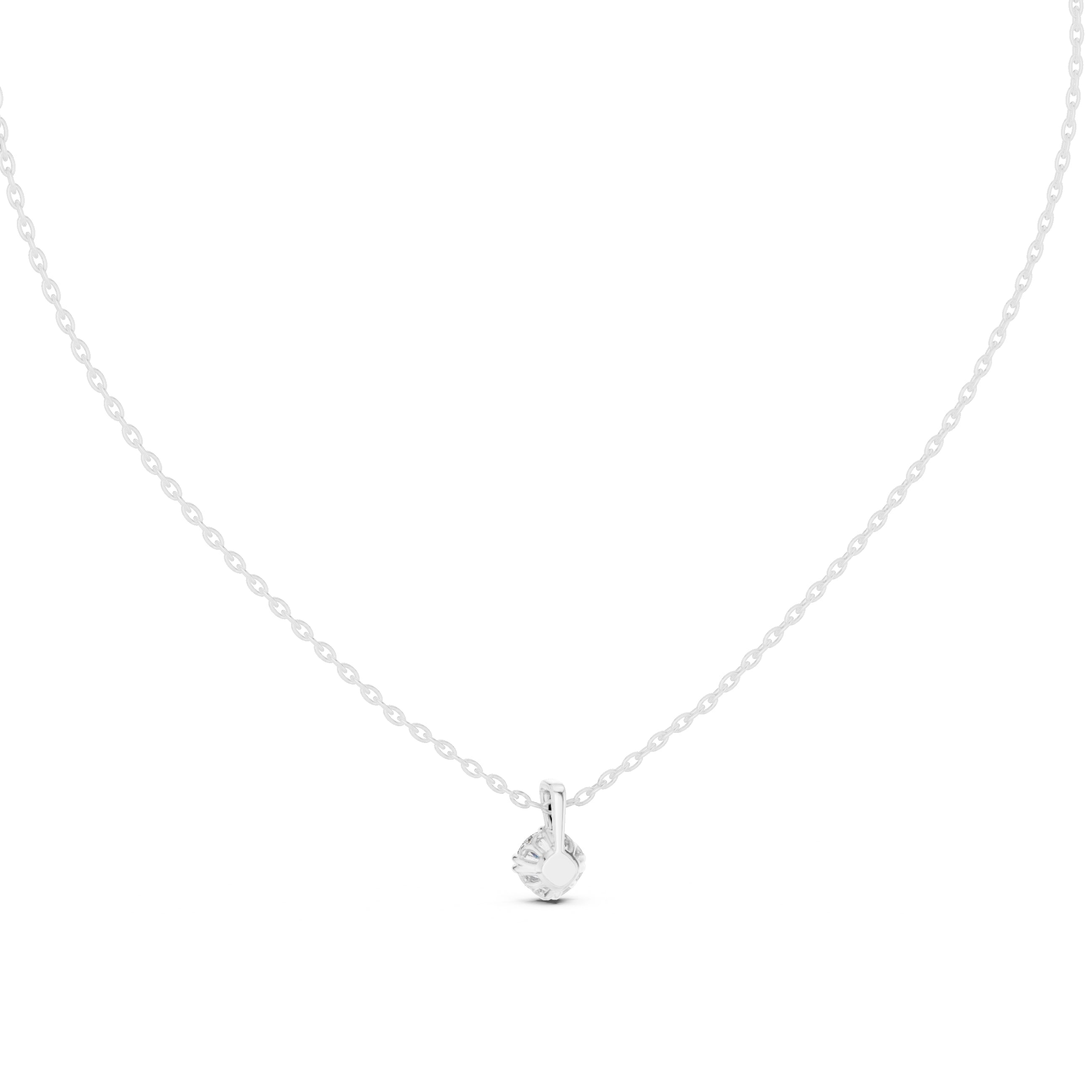 0.50ct Round Labgrown Diamond Contour Pendant Necklace 0.5ct White Gold