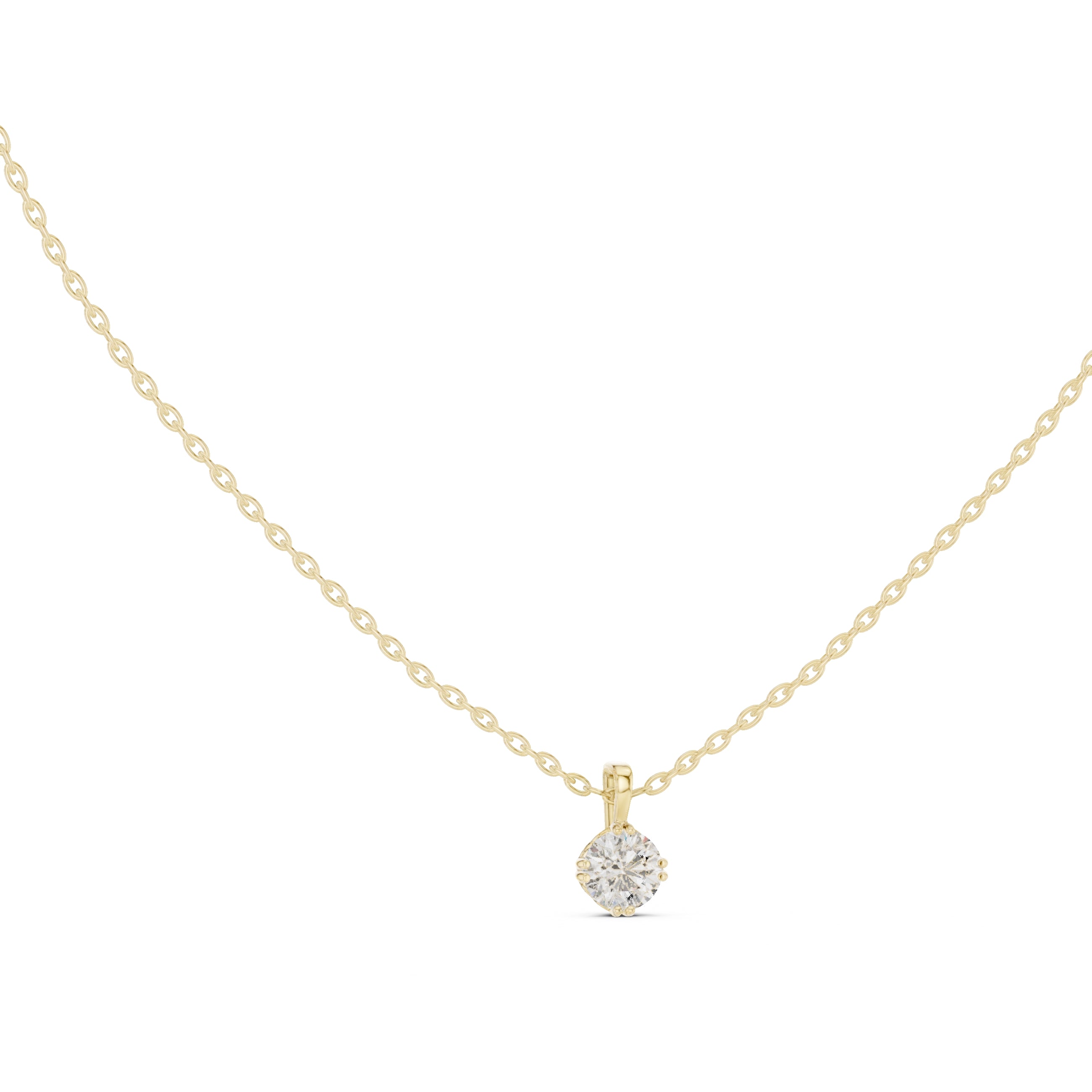 0.50ct Round Labgrown Diamond Contour Pendant Necklace 0.5ct Yellow Gold