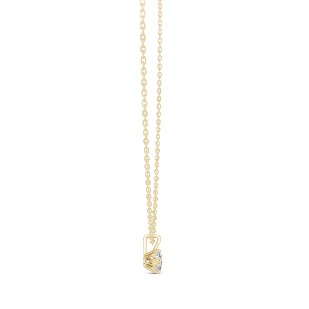 0.50ct Round Labgrown Diamond Contour Pendant Necklace 0.5ct Yellow Gold