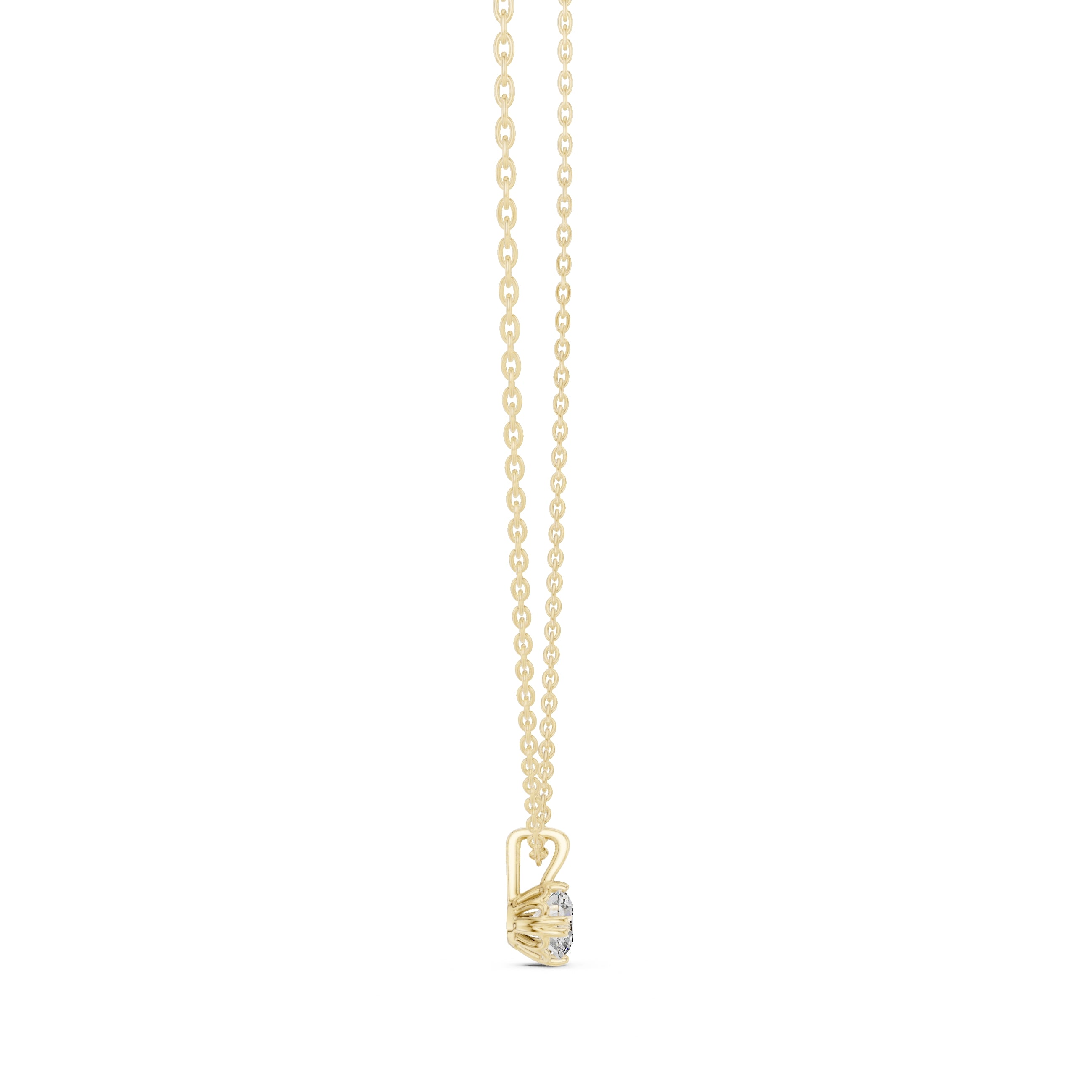 0.50ct Round Labgrown Diamond Contour Pendant Necklace 0.5ct Yellow Gold
