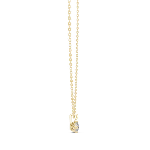 0.50ct Round Labgrown Diamond Contour Pendant Necklace 0.5ct Yellow Gold