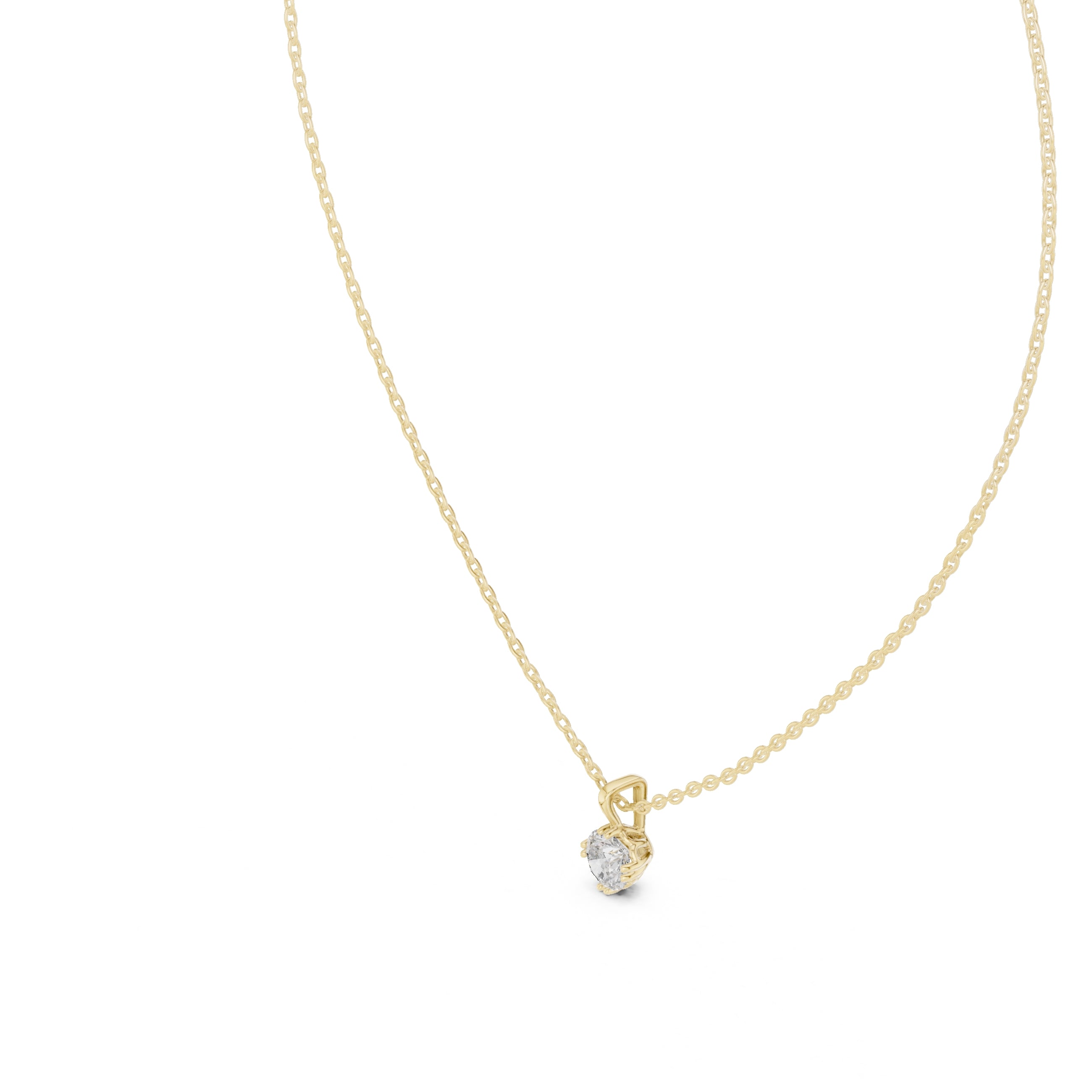 0.50ct Round Labgrown Diamond Contour Pendant Necklace 0.5ct Yellow Gold