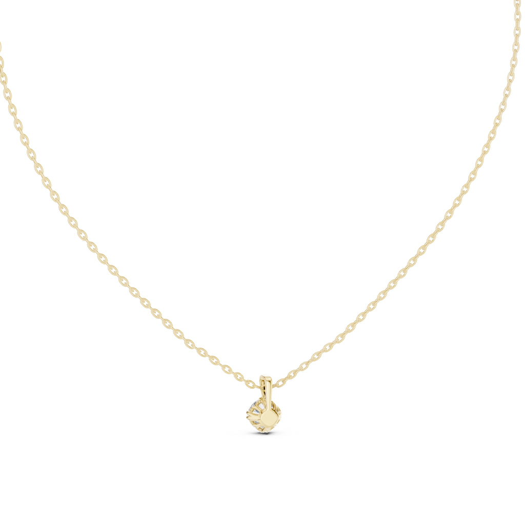0.50ct Round Labgrown Diamond Contour Pendant Necklace 0.5ct Yellow Gold