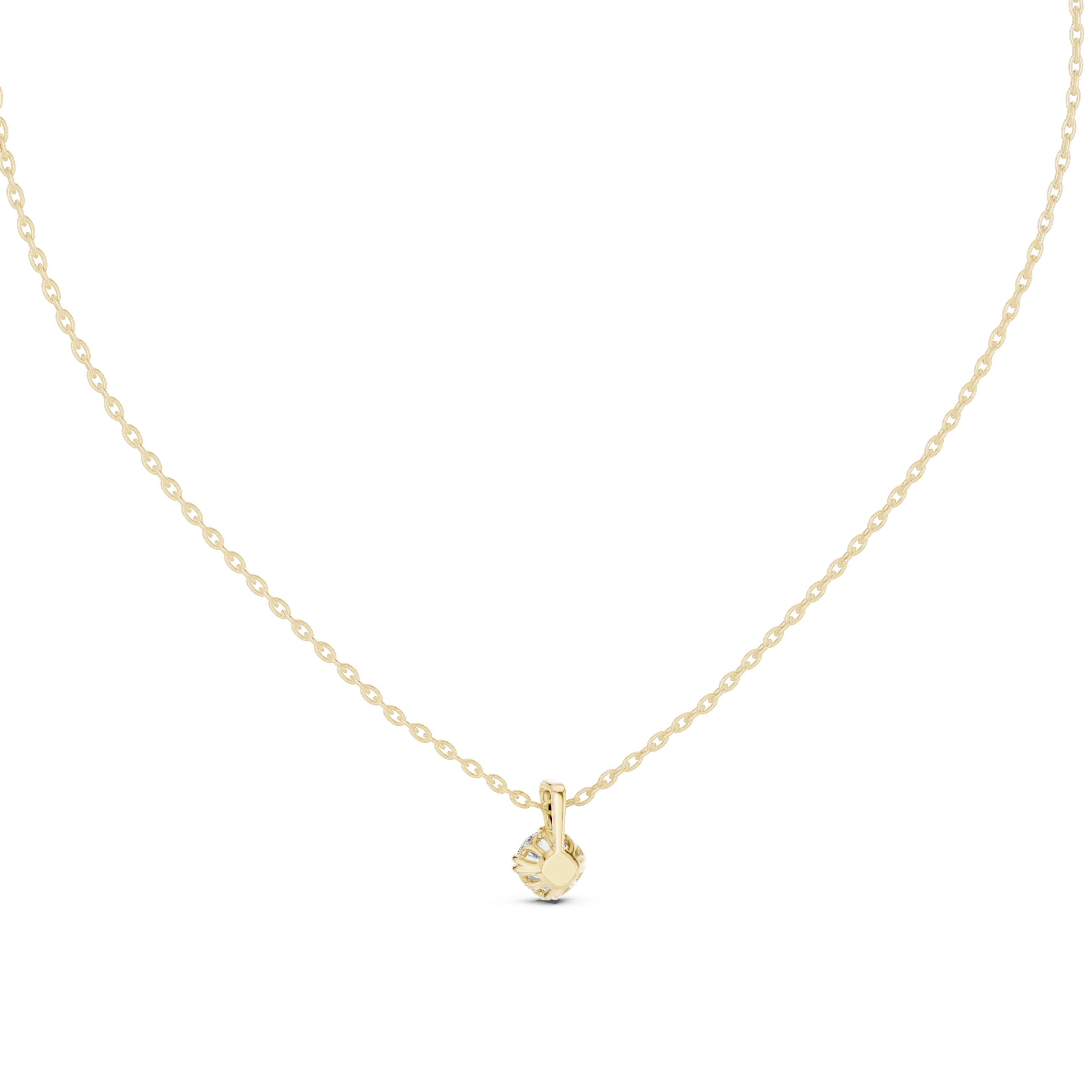 0.50ct Round Labgrown Diamond Contour Pendant Necklace 0.5ct Yellow Gold