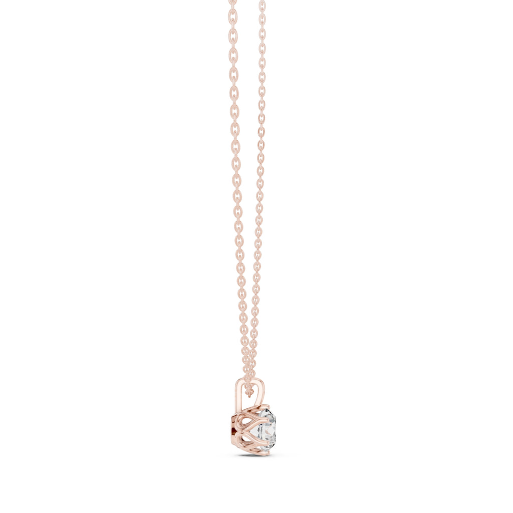 1.00ct Round Labgrown Diamond Open Gallery Pendant Necklace 1ct Rose Gold