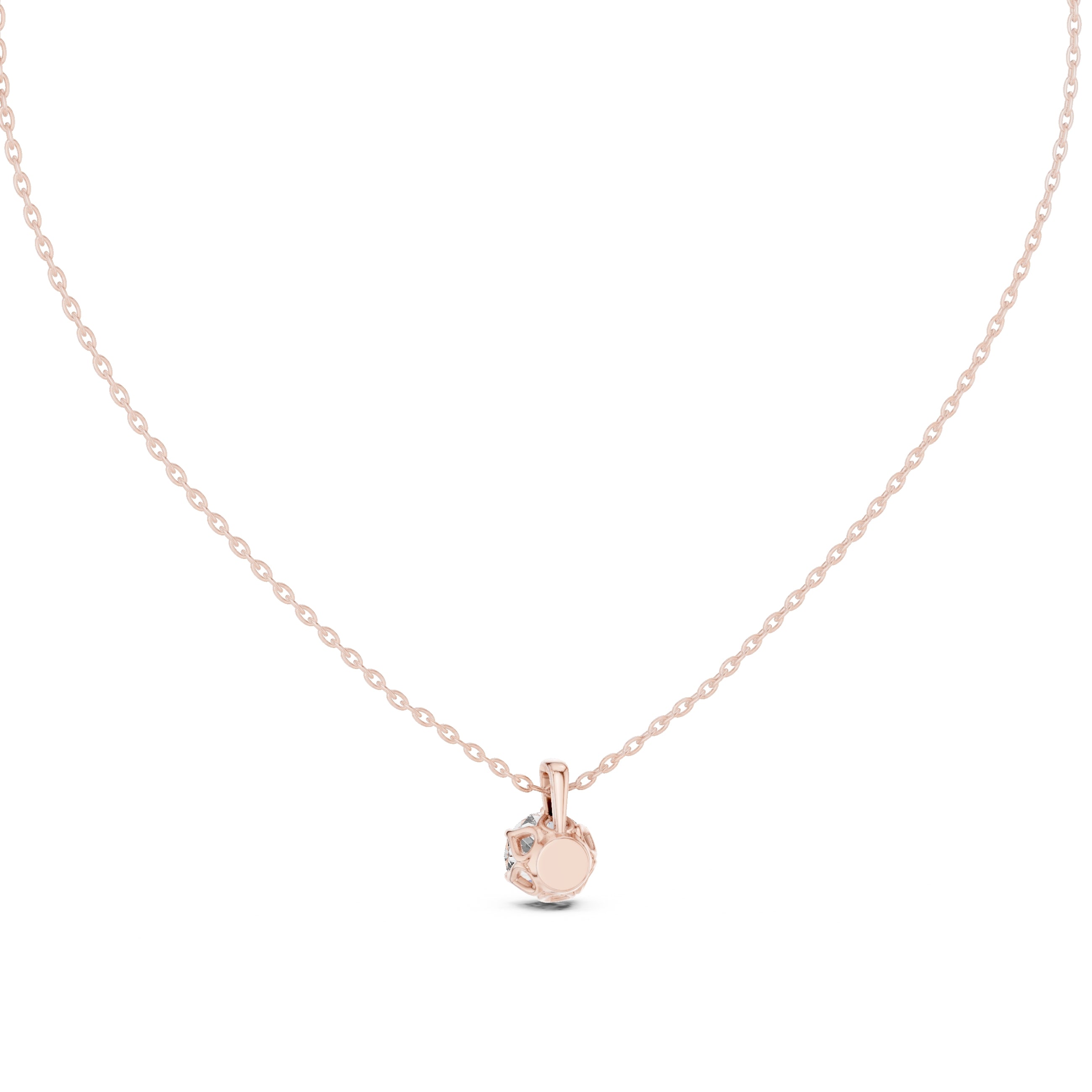 1.00ct Round Labgrown Diamond Open Gallery Pendant Necklace 1ct Rose Gold