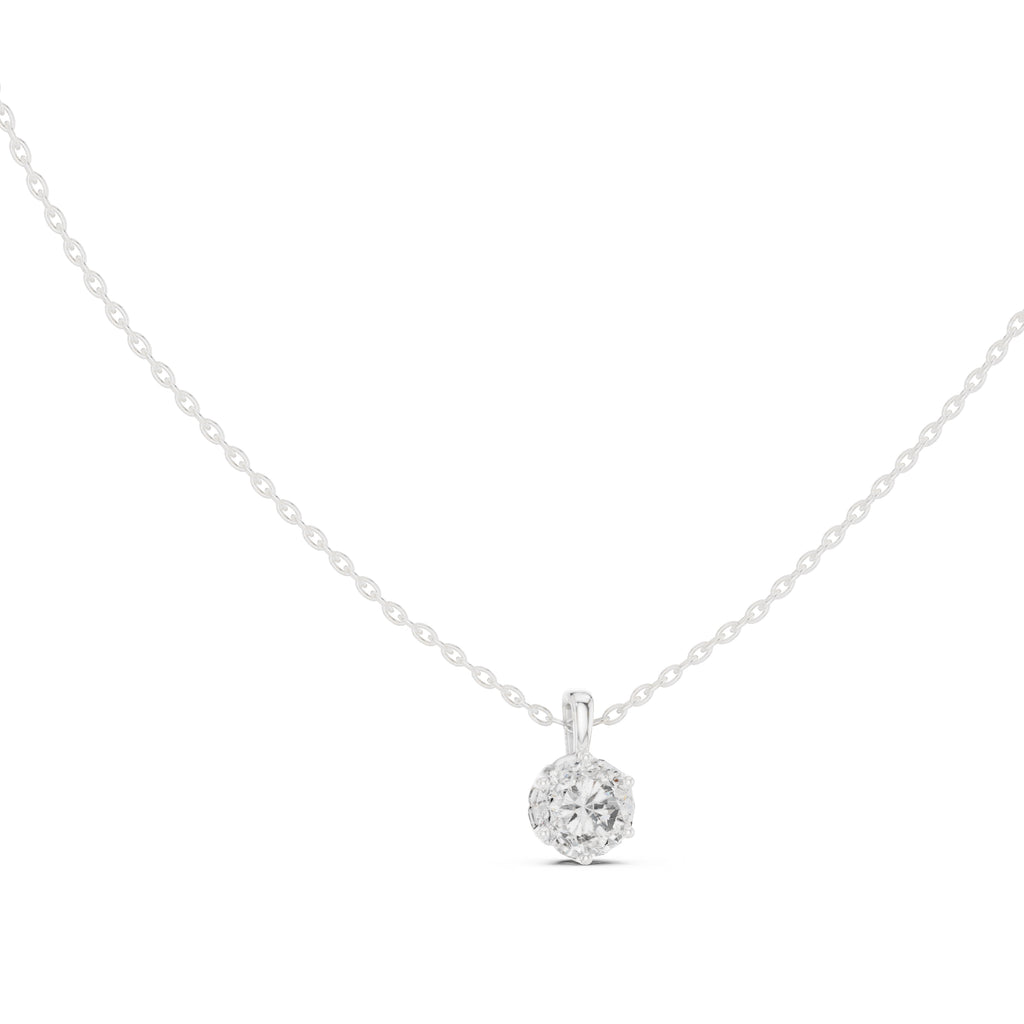 1.00ct Round Labgrown Diamond Open Gallery Pendant Necklace 1ct White Gold