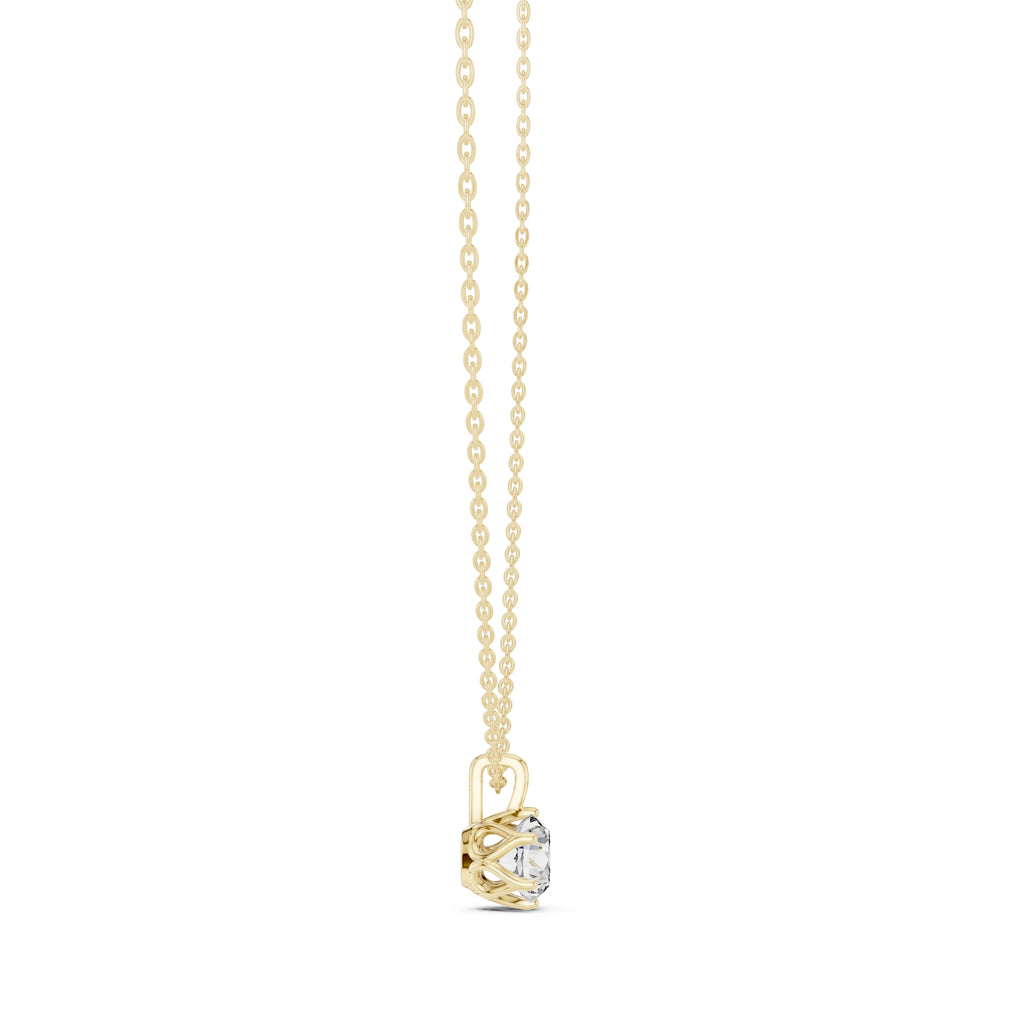 1.00ct Round Labgrown Diamond Open Gallery Pendant Necklace 1ct Yellow Gold