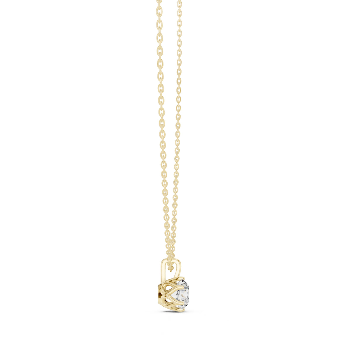 1.00ct Round Labgrown Diamond Open Gallery Pendant Necklace 1ct Yellow Gold