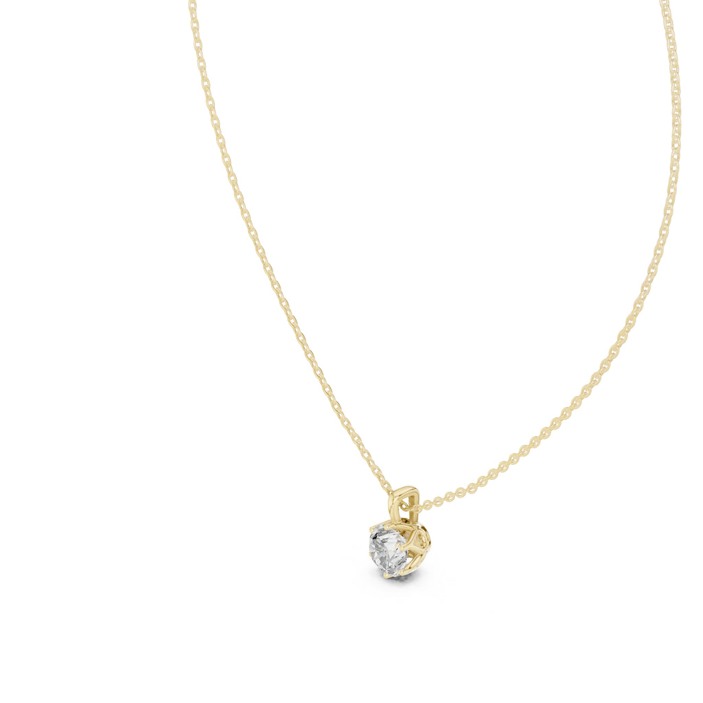 1.00ct Round Labgrown Diamond Open Gallery Pendant Necklace 1ct Yellow Gold